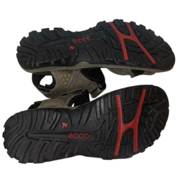 Ecco Offroad Receptor Sandals Nubuck Suede Leather Brown Black Straps Mens 43 - Picture 5 of 6